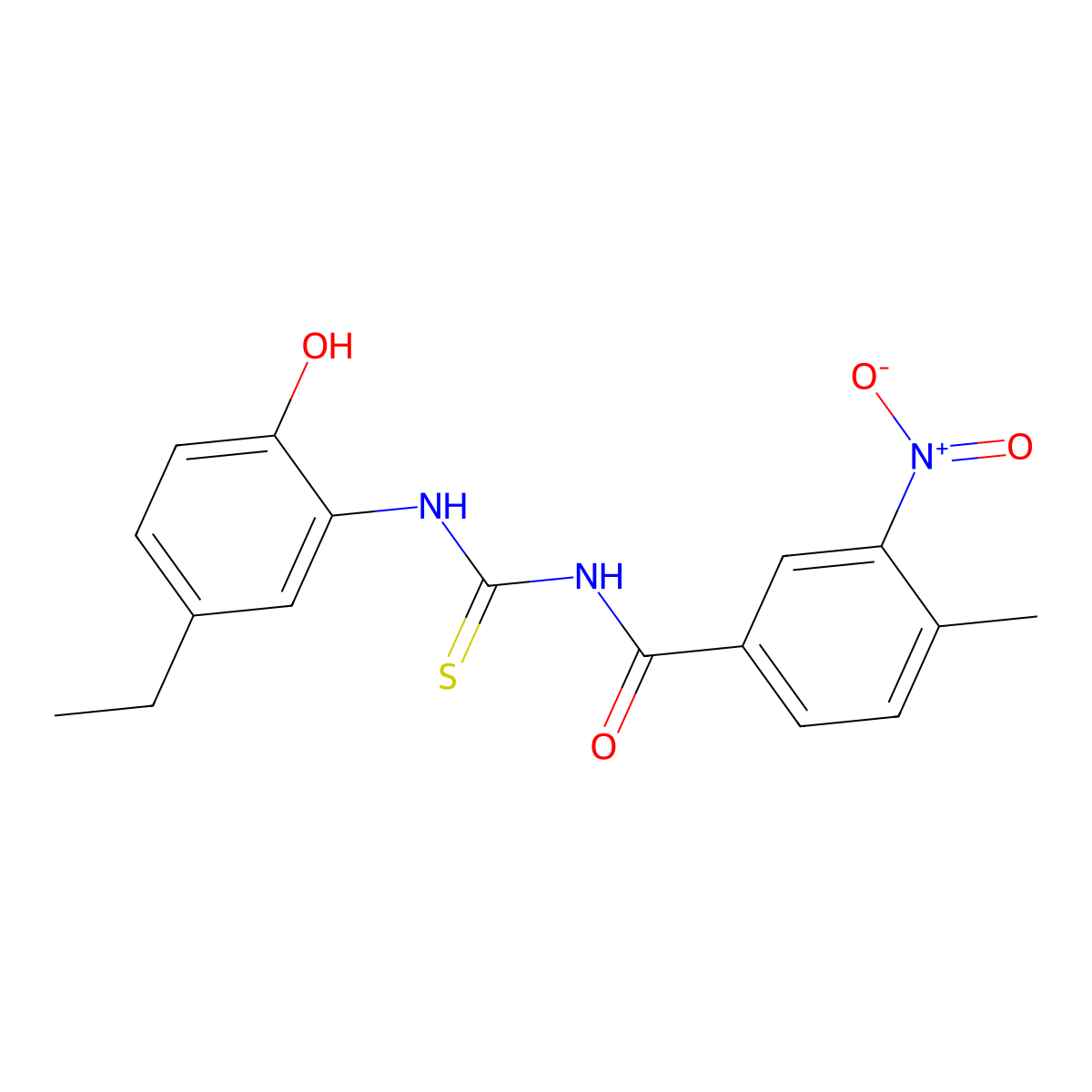 N-[(5-ethyl-2-hydroxyphenyl)carbamothioyl]-4-methyl-3-nitrobenzamide molecular structure, CAS 428859-31-8