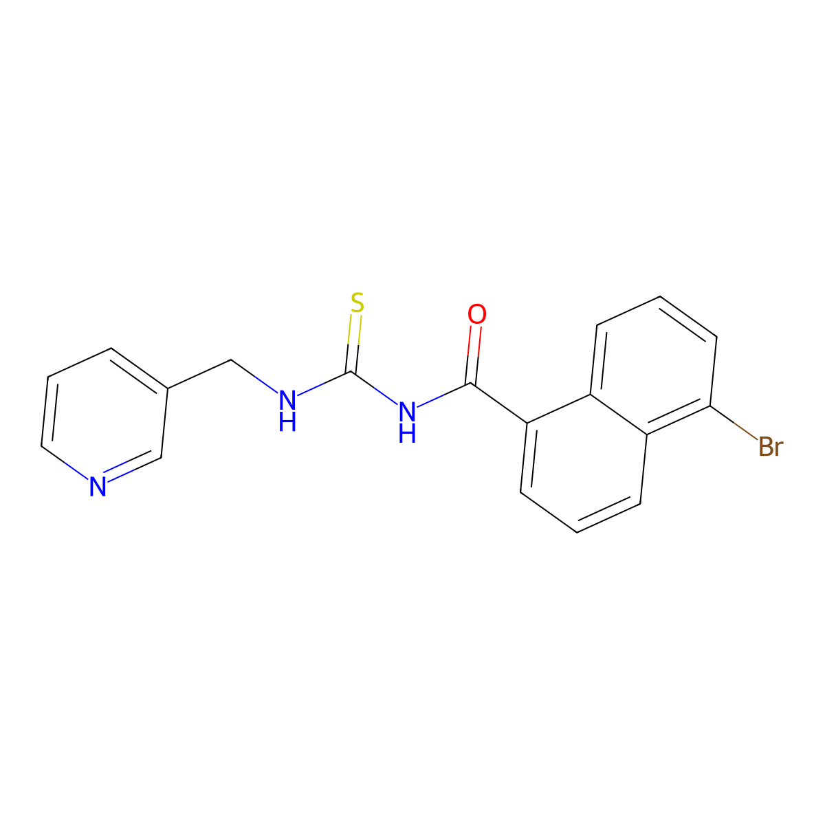 5-bromo-N-(pyridin-3-ylmethylcarbamothioyl)naphthalene-1-carboxamide molecular structure, CAS 428859-43-2