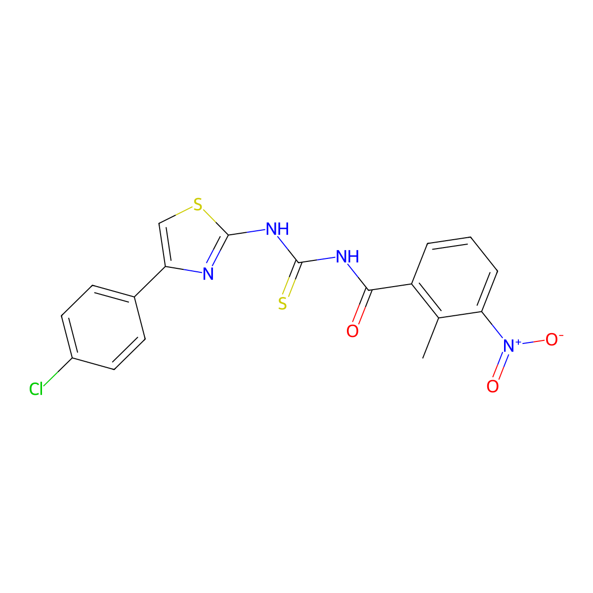 N-[[4-(4-chlorophenyl)-1,3-thiazol-2-yl]carbamothioyl]-2-methyl-3-nitrobenzamide molecular structure, CAS 428859-44-3