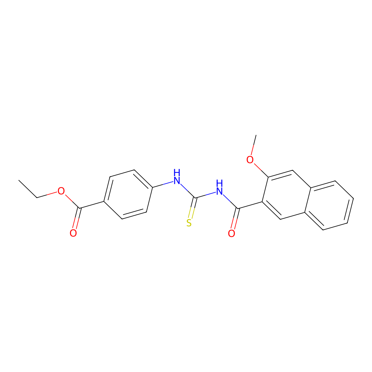 Ethyl 4-({[(3-methoxynaphthalen-2-yl)carbonyl]carbamothioyl}amino)benzoate molecular structure, CAS 428859-46-5