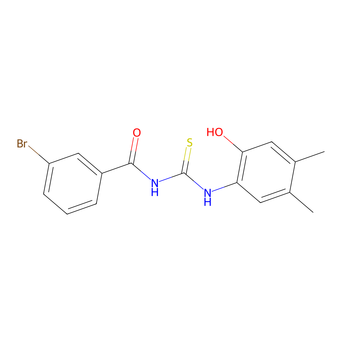 3-bromo-N-[(2-hydroxy-4,5-dimethylphenyl)carbamothioyl]benzamide molecular structure, CAS 428859-49-8