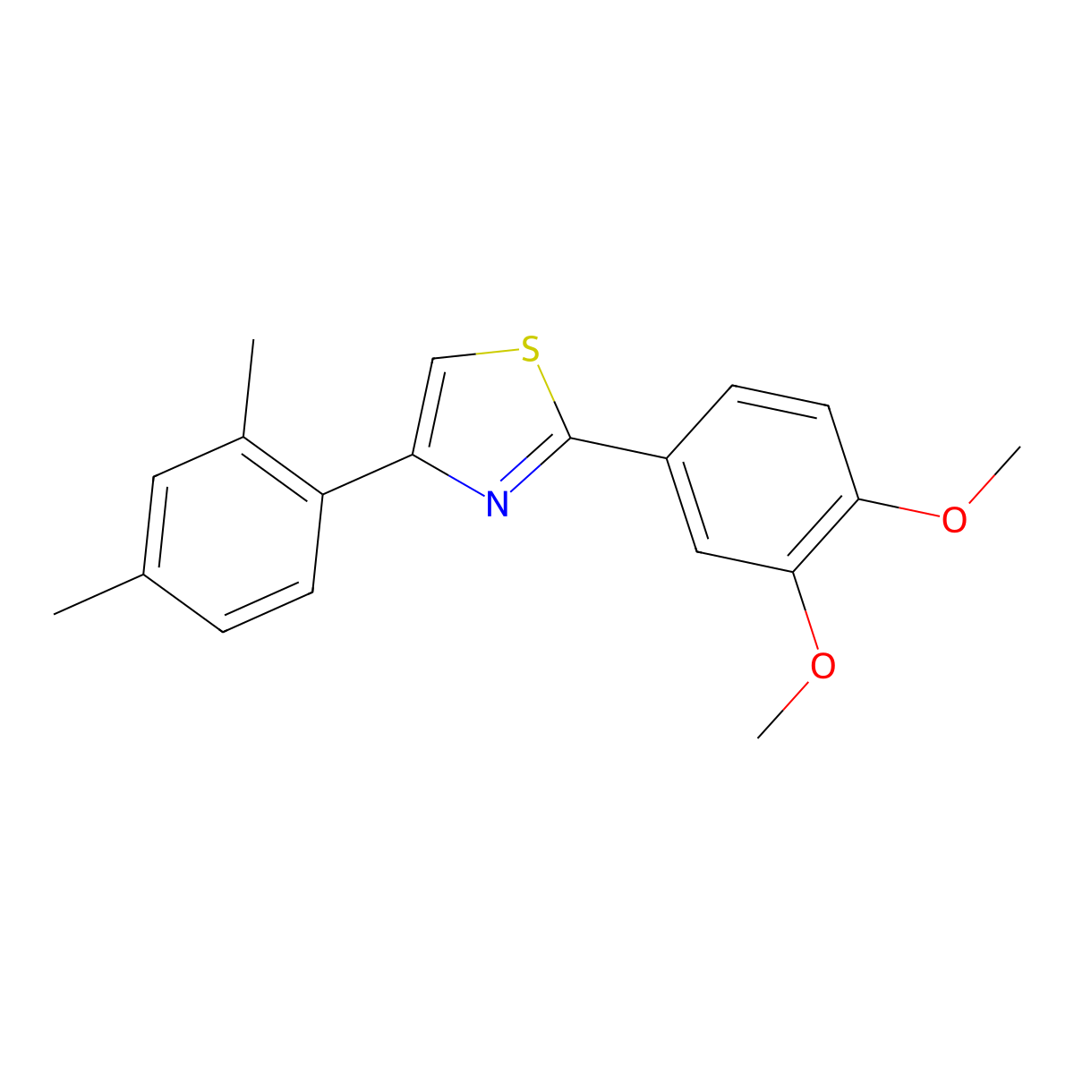2-(3,4-Dimethoxyphenyl)-4-(2,4-dimethylphenyl)-1,3-thiazole molecular structure, CAS 428859-50-1