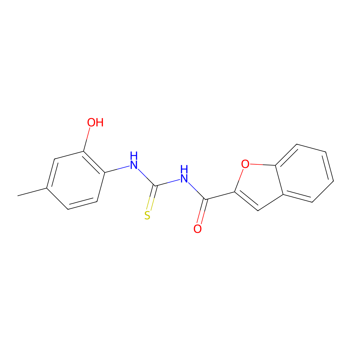 N-[(2-hydroxy-4-methylphenyl)carbamothioyl]-1-benzofuran-2-carboxamide molecular structure, CAS 428859-53-4