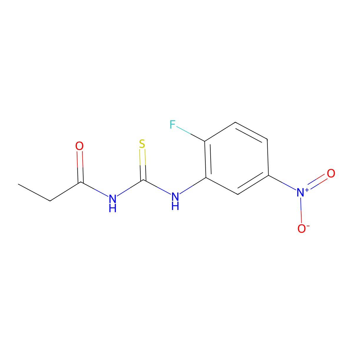 N-[(2-fluoro-5-nitrophenyl)carbamothioyl]propanamide molecular structure, CAS 428859-68-1