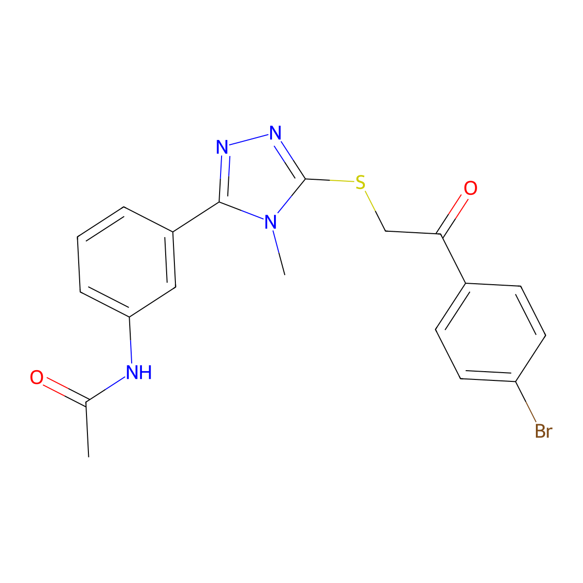 N-[3-[5-[2-(4-bromophenyl)-2-oxoethyl]sulfanyl-4-methyl-1,2,4-triazol-3-yl]phenyl]acetamide molecular structure, CAS 428859-73-8