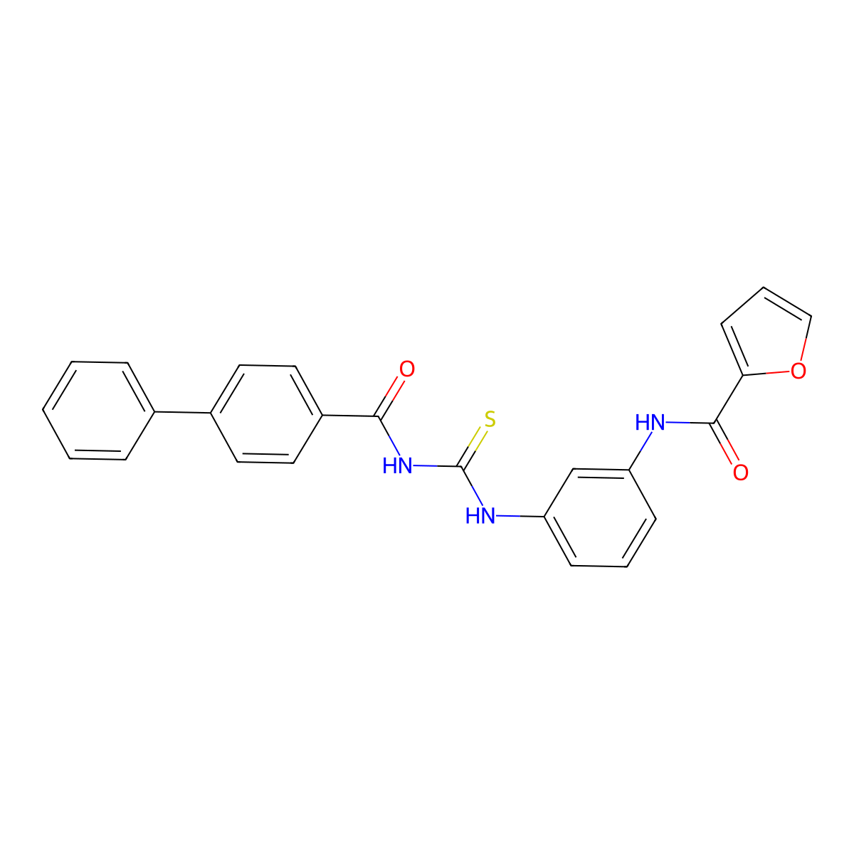 N-[3-[(4-phenylbenzoyl)carbamothioylamino]phenyl]furan-2-carboxamide molecular structure, CAS 428859-76-1