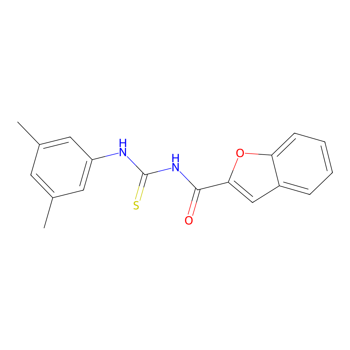 N-[(3,5-dimethylphenyl)carbamothioyl]-1-benzofuran-2-carboxamide molecular structure, CAS 428859-79-4