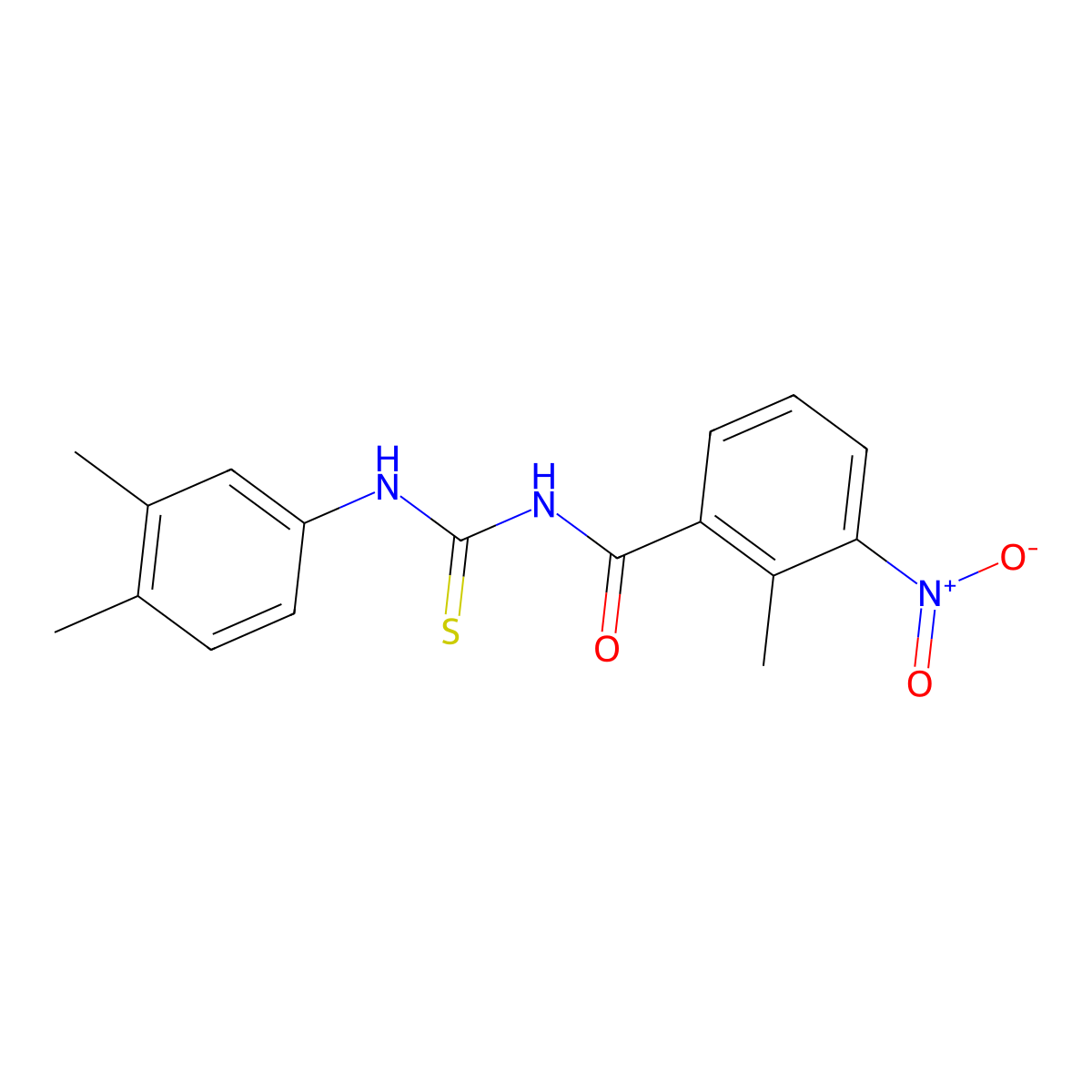 N-[(3,4-dimethylphenyl)carbamothioyl]-2-methyl-3-nitrobenzamide molecular structure, CAS 428859-81-8