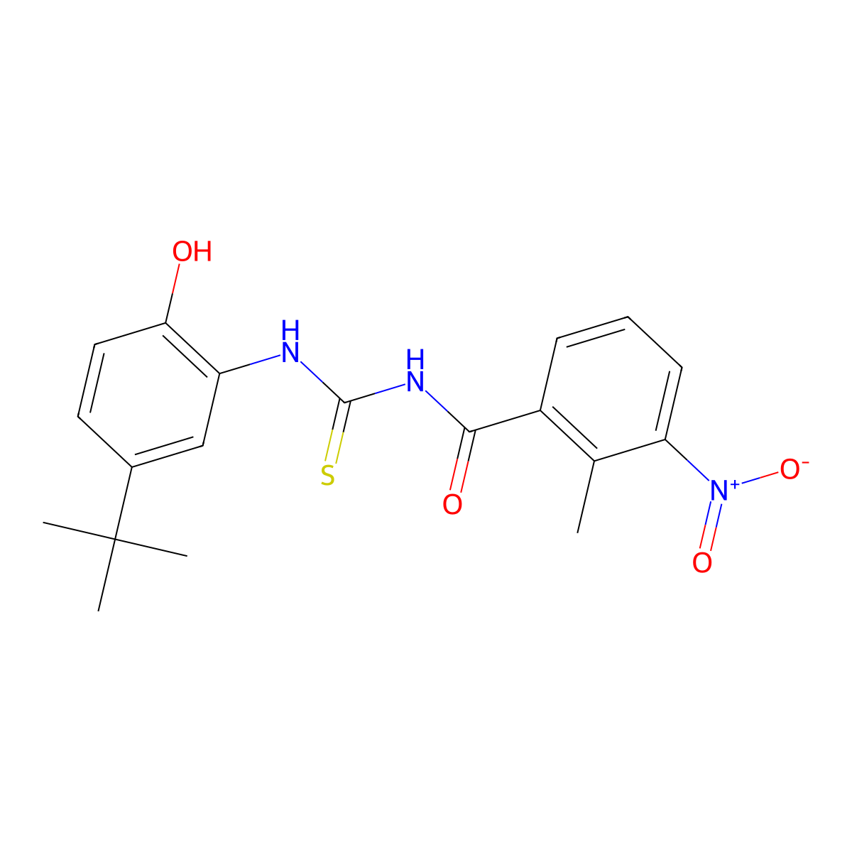 N-[(5-tert-butyl-2-hydroxyphenyl)carbamothioyl]-2-methyl-3-nitrobenzamide molecular structure, CAS 428859-93-2