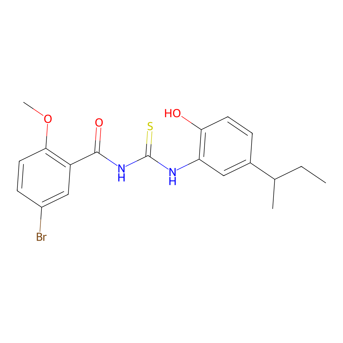 5-bromo-N-[(5-butan-2-yl-2-hydroxyphenyl)carbamothioyl]-2-methoxybenzamide molecular structure, CAS 428859-96-5