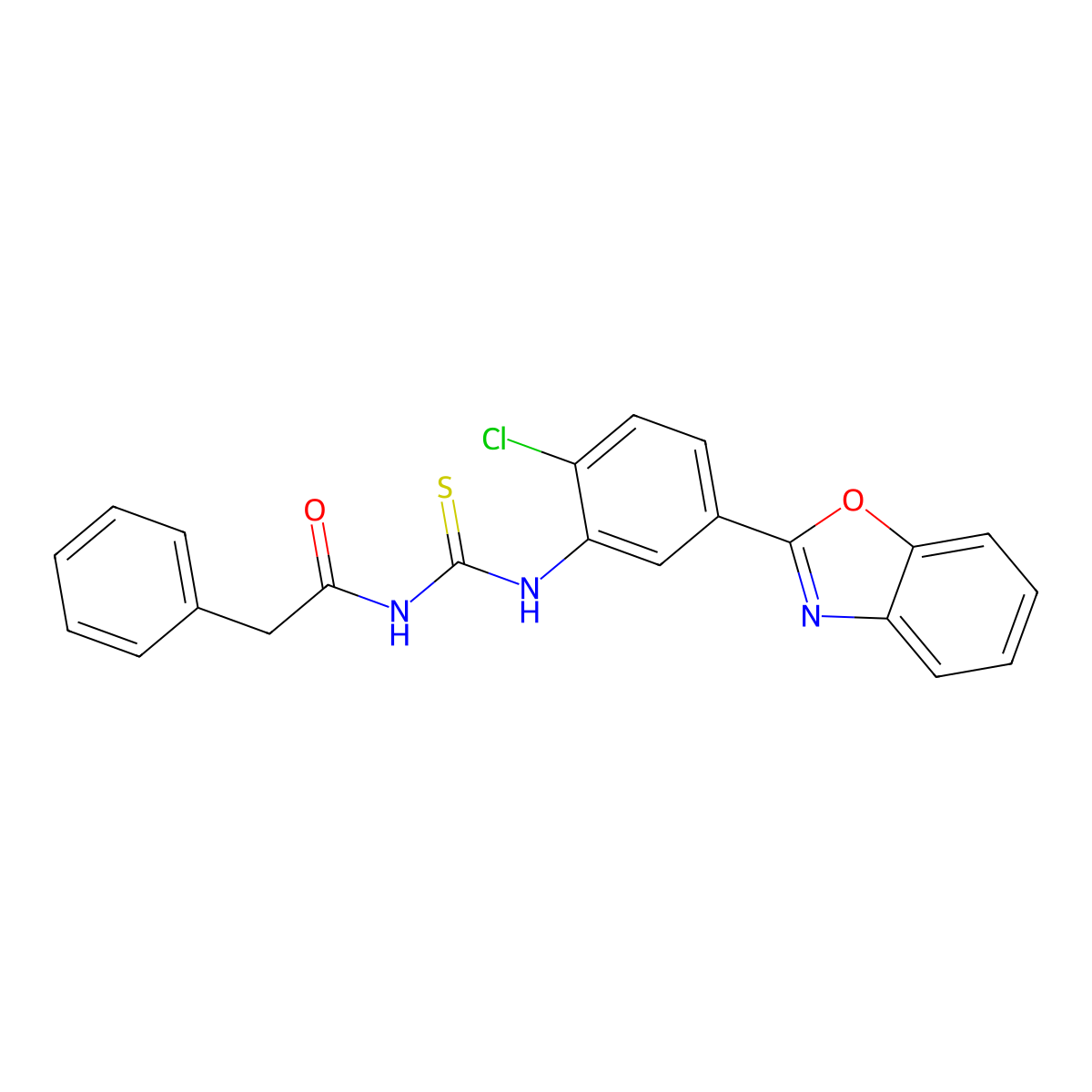 N-[[5-(1,3-benzoxazol-2-yl)-2-chlorophenyl]carbamothioyl]-2-phenylacetamide molecular structure, CAS 428860-07-5
