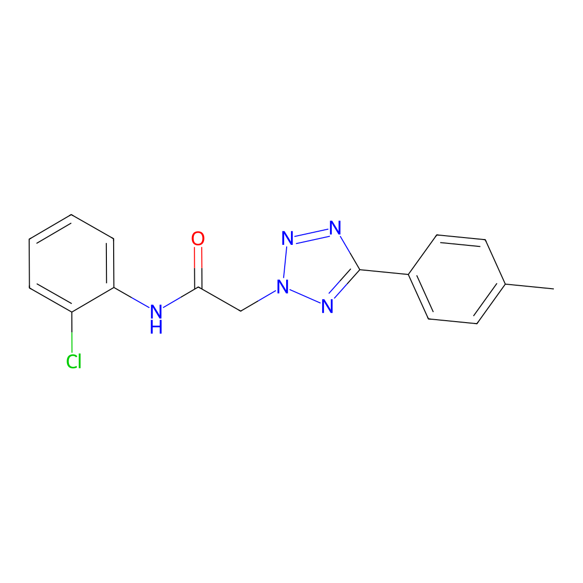 N-(2-chlorophenyl)-2-[5-(4-methylphenyl)tetrazol-2-yl]acetamide molecular structure, CAS 428860-11-1