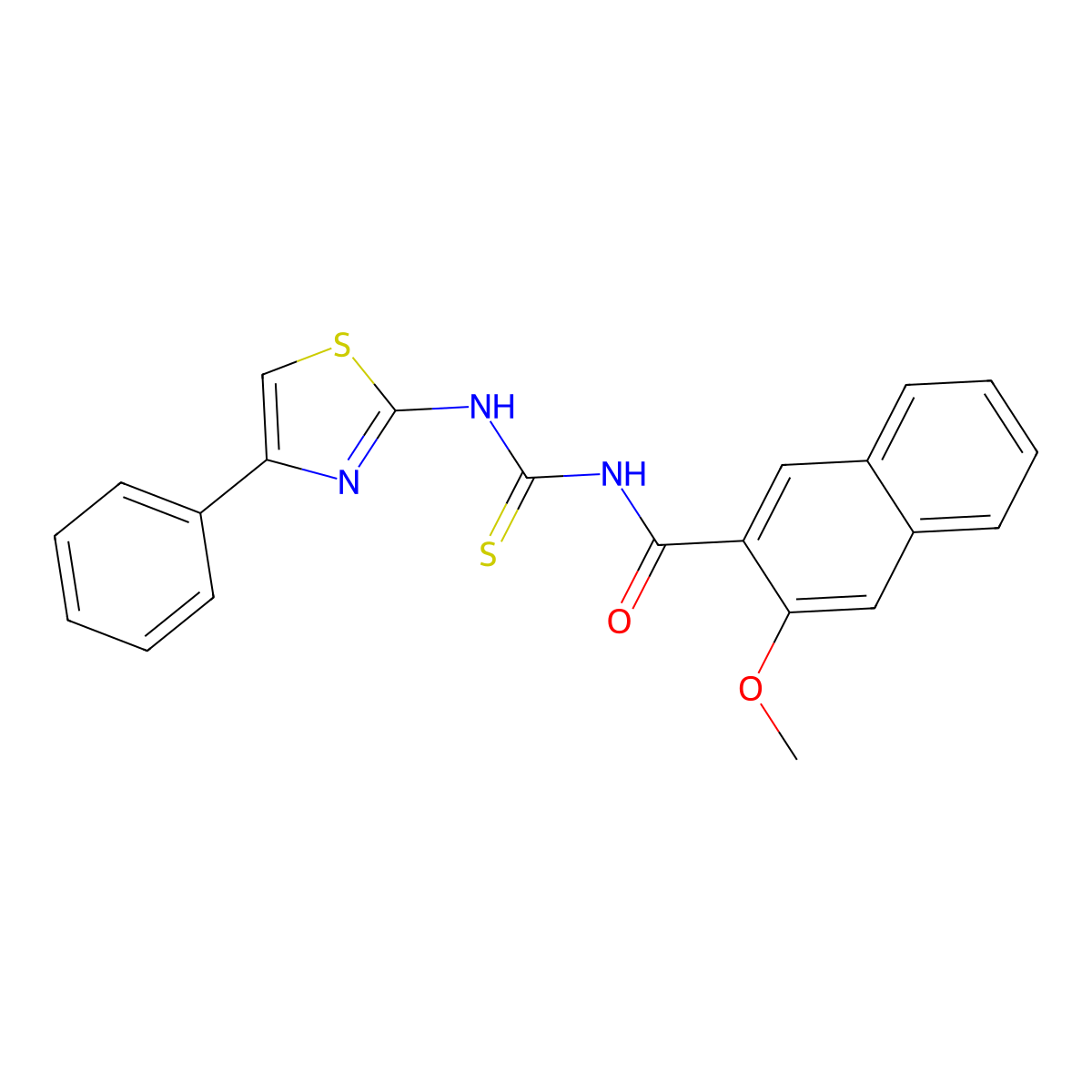 3-methoxy-N-[(4-phenyl-1,3-thiazol-2-yl)carbamothioyl]naphthalene-2-carboxamide molecular structure, CAS 428860-21-3