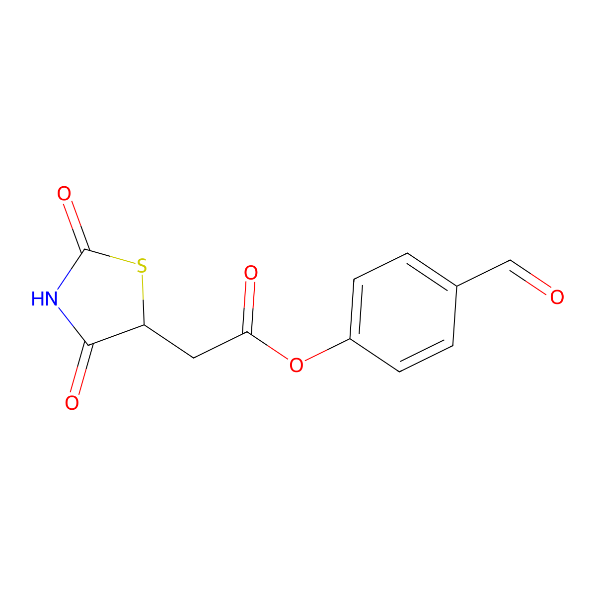 4-Formylphenyl 2-(2,4-dioxo-1,3-thiazolidin-5-yl)acetate molecular structure, CAS 428860-28-0