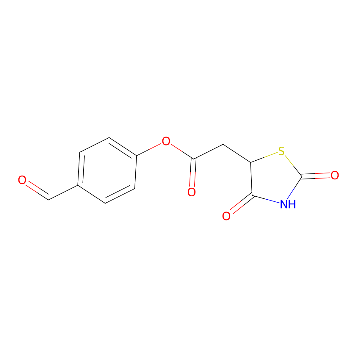 4-Formylphenyl 2-(2,4-dioxo-1,3-thiazolidin-5-yl)acetate molecular structure, CAS 428860-28-0