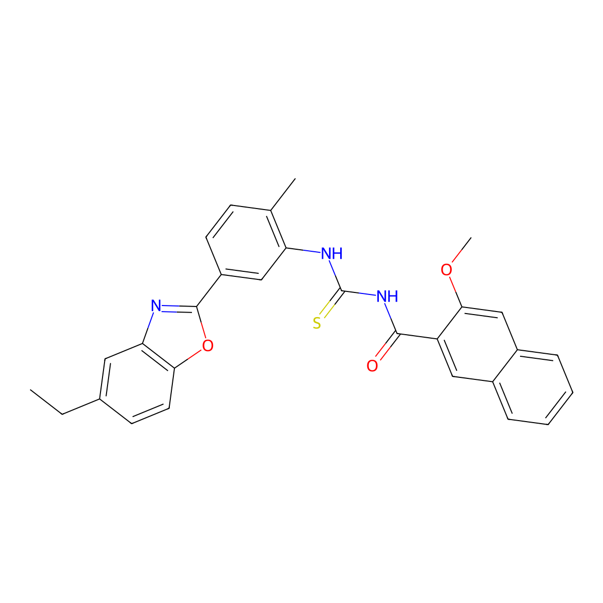 N-[[5-(5-ethyl-1,3-benzoxazol-2-yl)-2-methylphenyl]carbamothioyl]-3-methoxynaphthalene-2-carboxamide molecular structure, CAS 428860-35-9