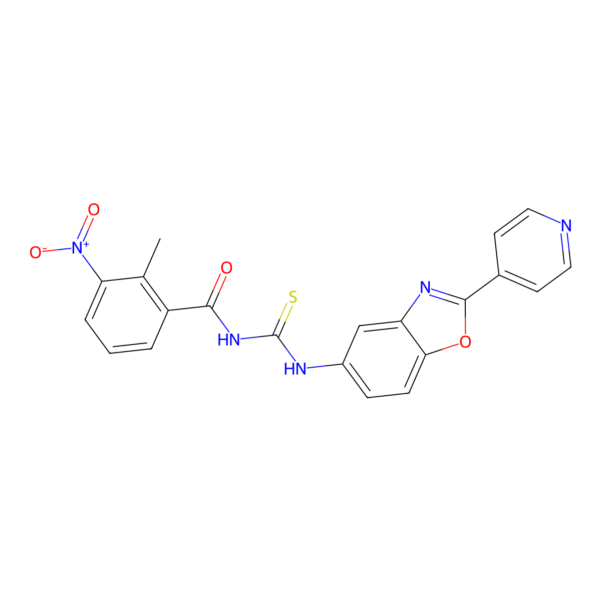 2-methyl-3-nitro-N-[(2-pyridin-4-yl-1,3-benzoxazol-5-yl)carbamothioyl]benzamide molecular structure, CAS 428860-47-3