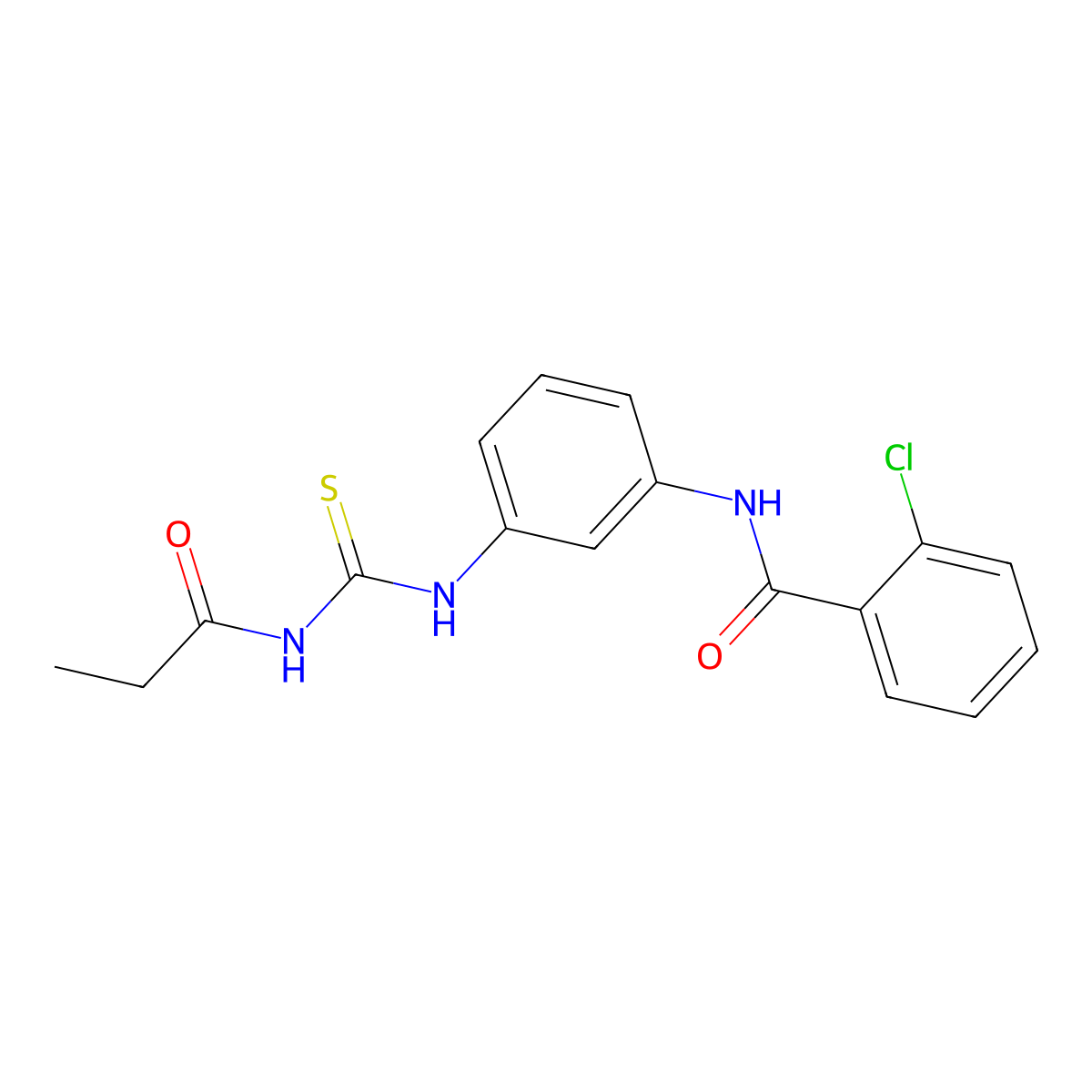 2-chloro-N-[3-(propanoylcarbamothioylamino)phenyl]benzamide molecular structure, CAS 428860-49-5