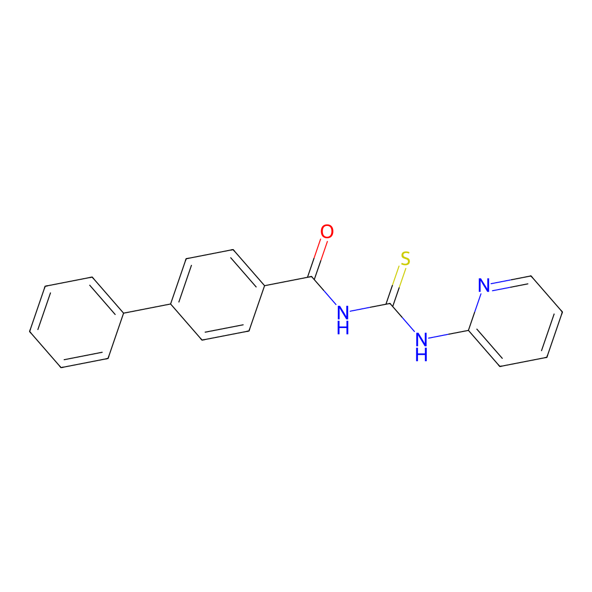 4-phenyl-N-(pyridin-2-ylcarbamothioyl)benzamide molecular structure, CAS 428860-51-9