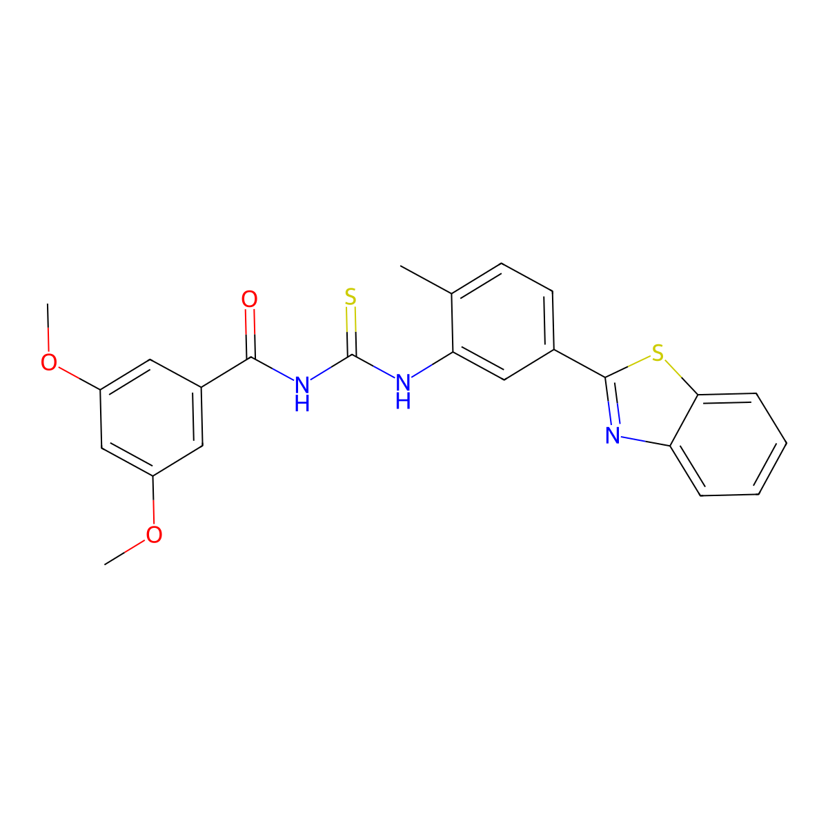 N-[[5-(1,3-benzothiazol-2-yl)-2-methylphenyl]carbamothioyl]-3,5-dimethoxybenzamide molecular structure, CAS 428860-56-4