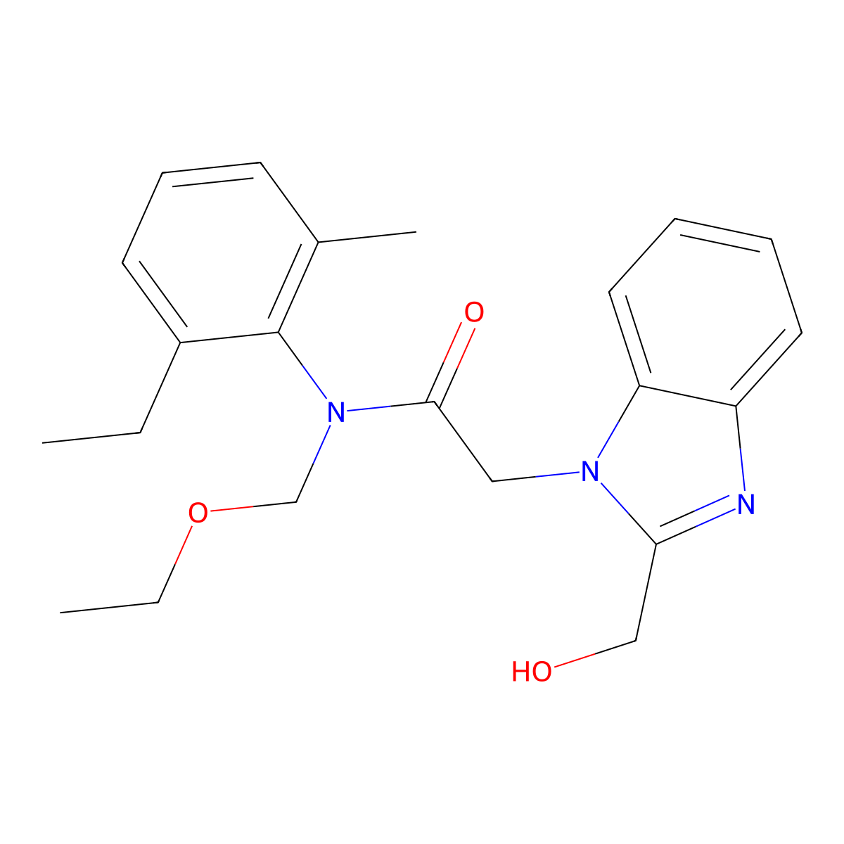 N-(ethoxymethyl)-N-(6-ethyl-2-methylphenyl)-2-[2-(hydroxymethyl)benzimidazolyl]acetamide molecular structure, CAS 428860-57-5