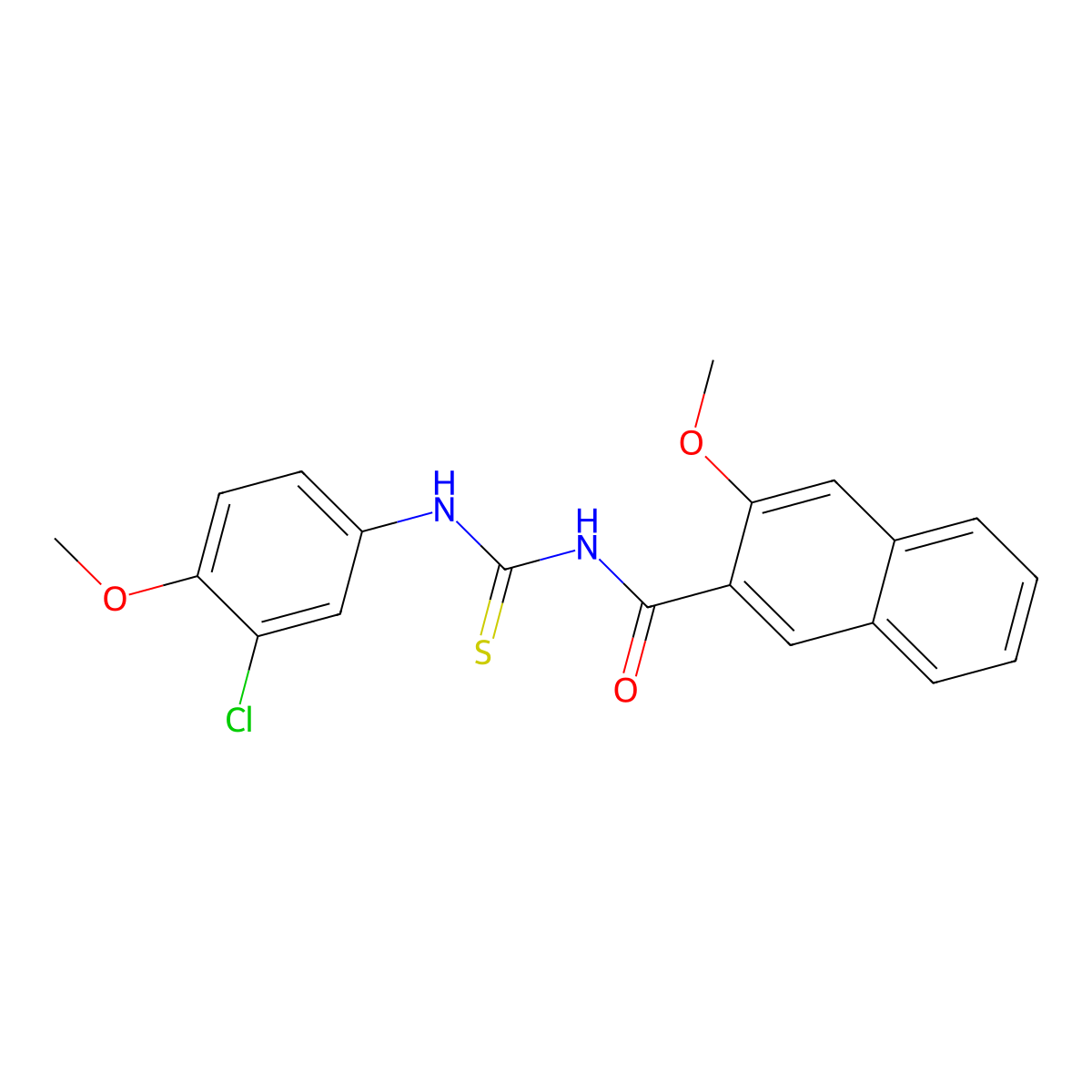 N-[(3-chloro-4-methoxyphenyl)carbamothioyl]-3-methoxynaphthalene-2-carboxamide molecular structure, CAS 428860-67-7