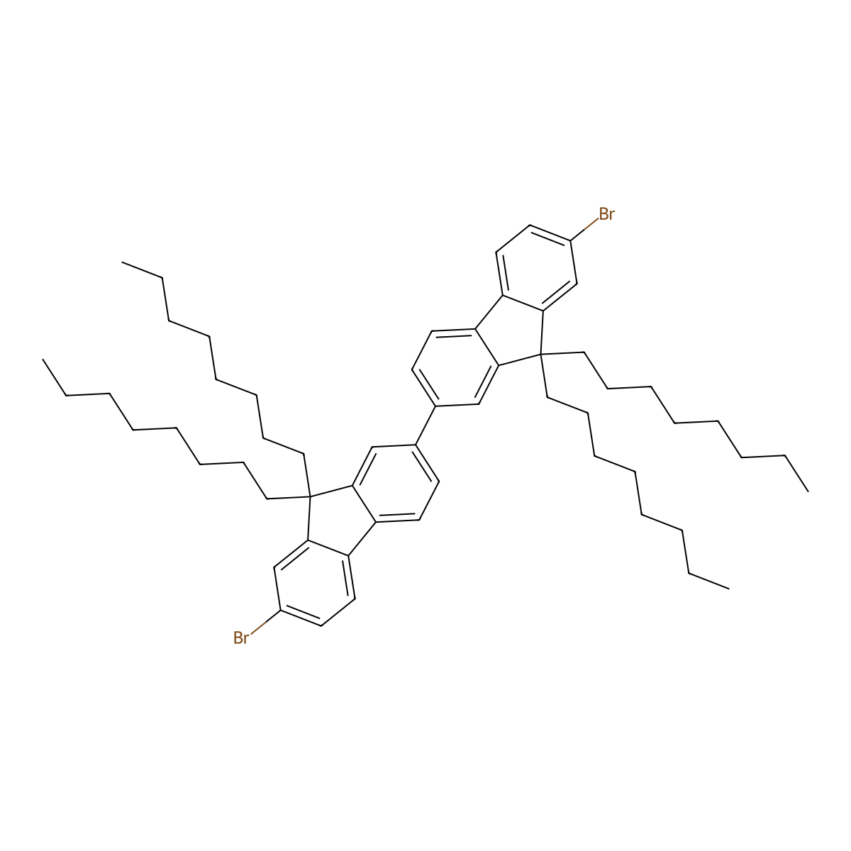 7,7'-Dibromo-9,9,9',9'-tetraoctyl-9H,9'H-2,2'-bifluorene molecular structure, CAS 428865-53-6