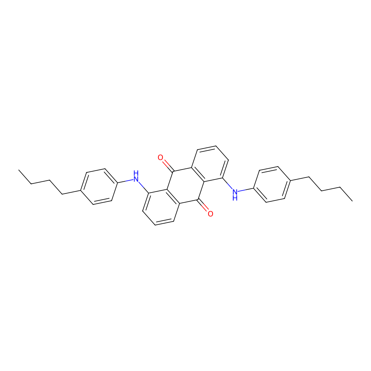 9,10-Anthracenedione, 1,5-bis((4-butylphenyl)amino)- molecular structure, CAS 42887-24-1