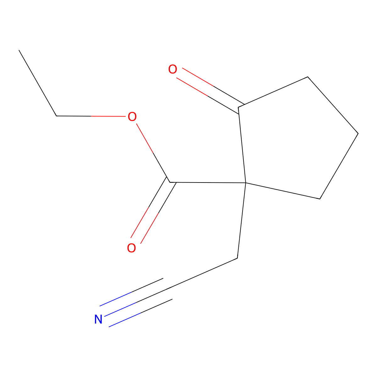 Ethyl 1-(cyanomethyl)-2-oxocyclopentane-1-carboxylate molecular structure, CAS 42894-03-1