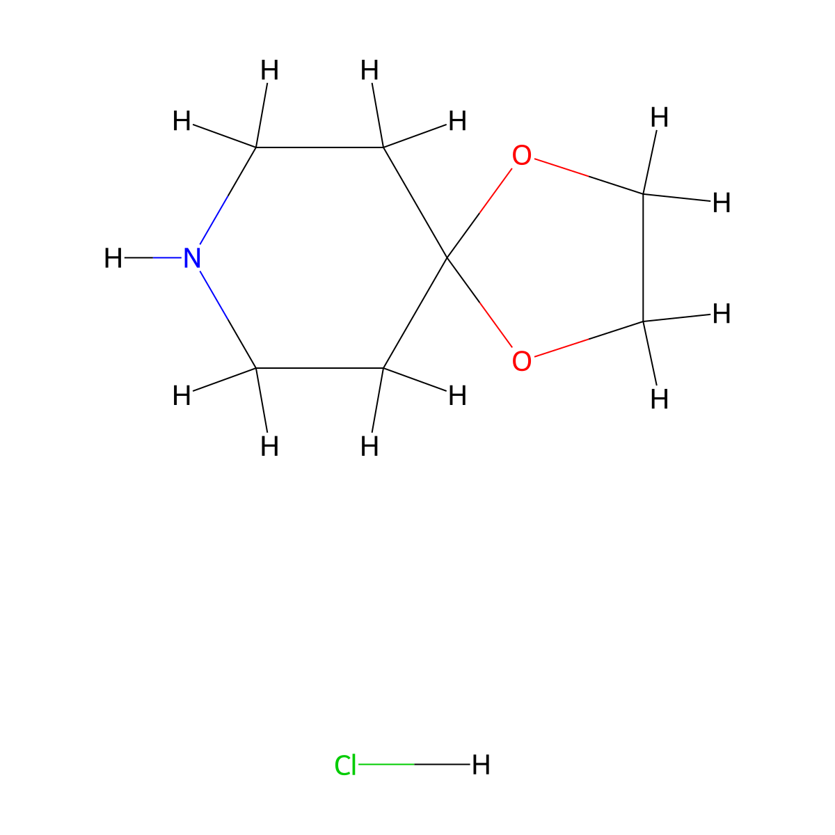 1,4-Dioxa-8-azaspiro(4.5)decane hydrochloride molecular structure, CAS 42899-11-6