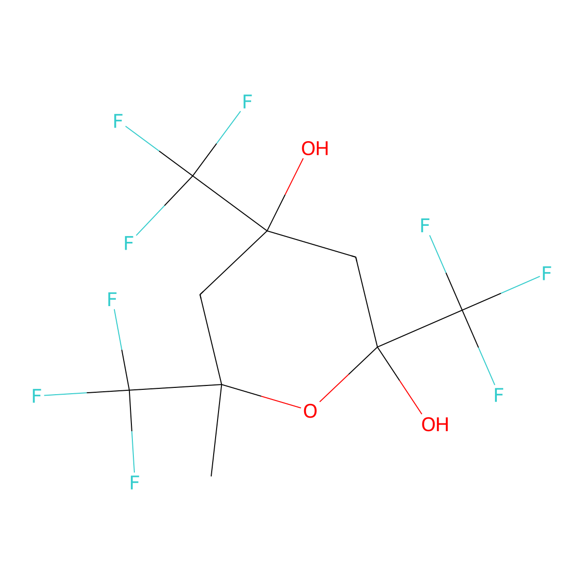 6-Methyl-2,4,6-tris(trifluoromethyl)tetrahydropyran-2,4-diol molecular structure, CAS 429-01-6