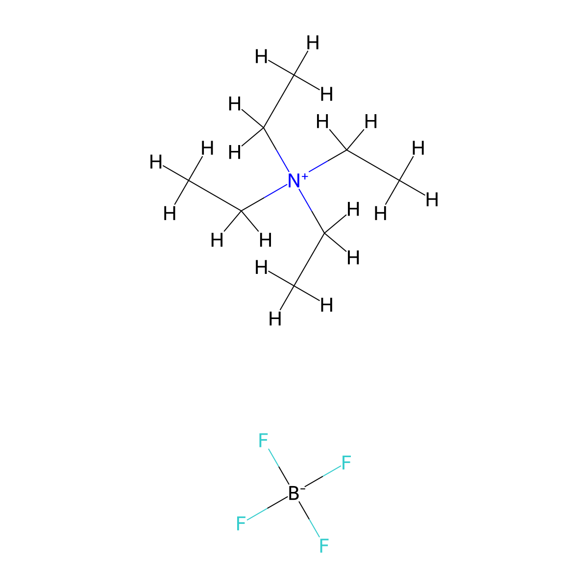 Tetraethylammonium tetrafluoroborate molecular structure, CAS 429-06-1