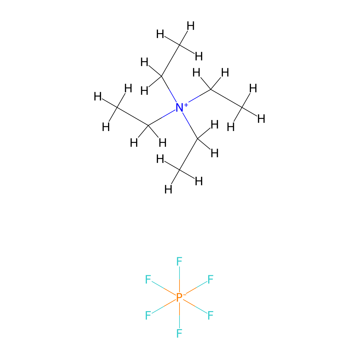 Ammonium, tetraethyl-, hexafluorophosphate(1-) molecular structure, CAS 429-07-2