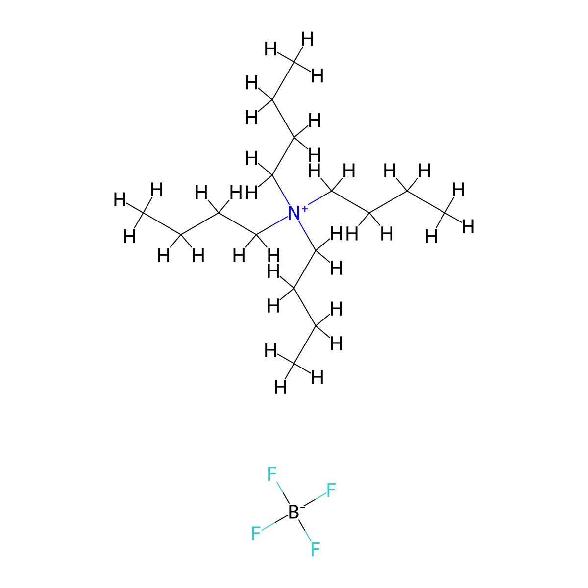 Tetrabutylammonium Tetrafluoroborate molecular structure, CAS 429-42-5