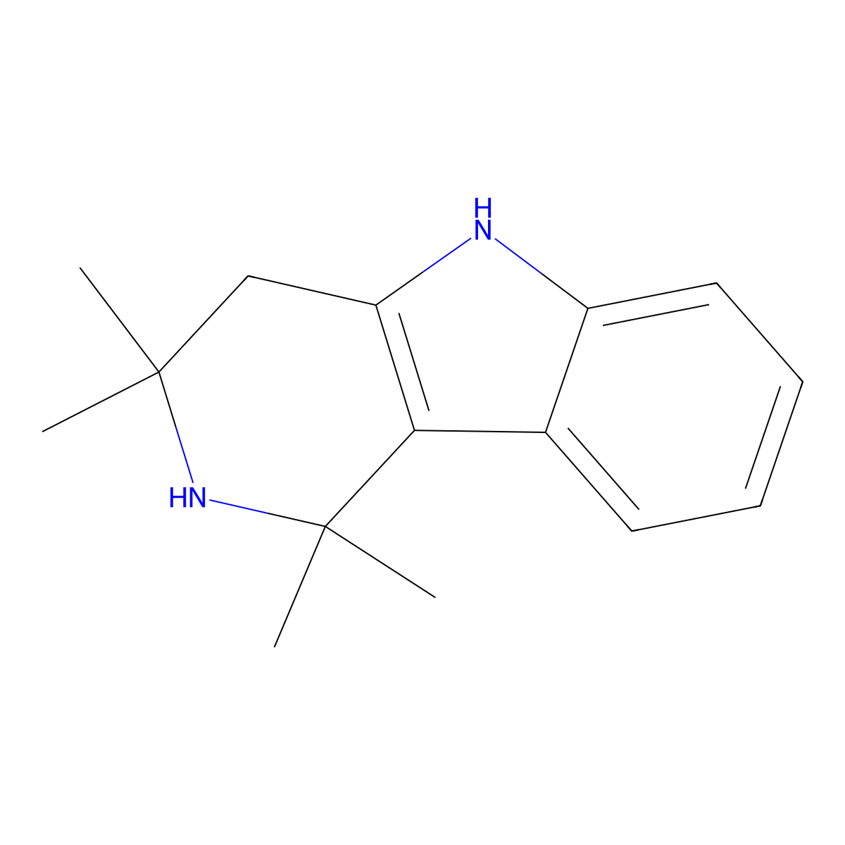1,1,3,3-Tetramethyl-2,3,4,5-tetrahydro-1H-pyrido[4,3-b]indole molecular structure, CAS 4290-21-5