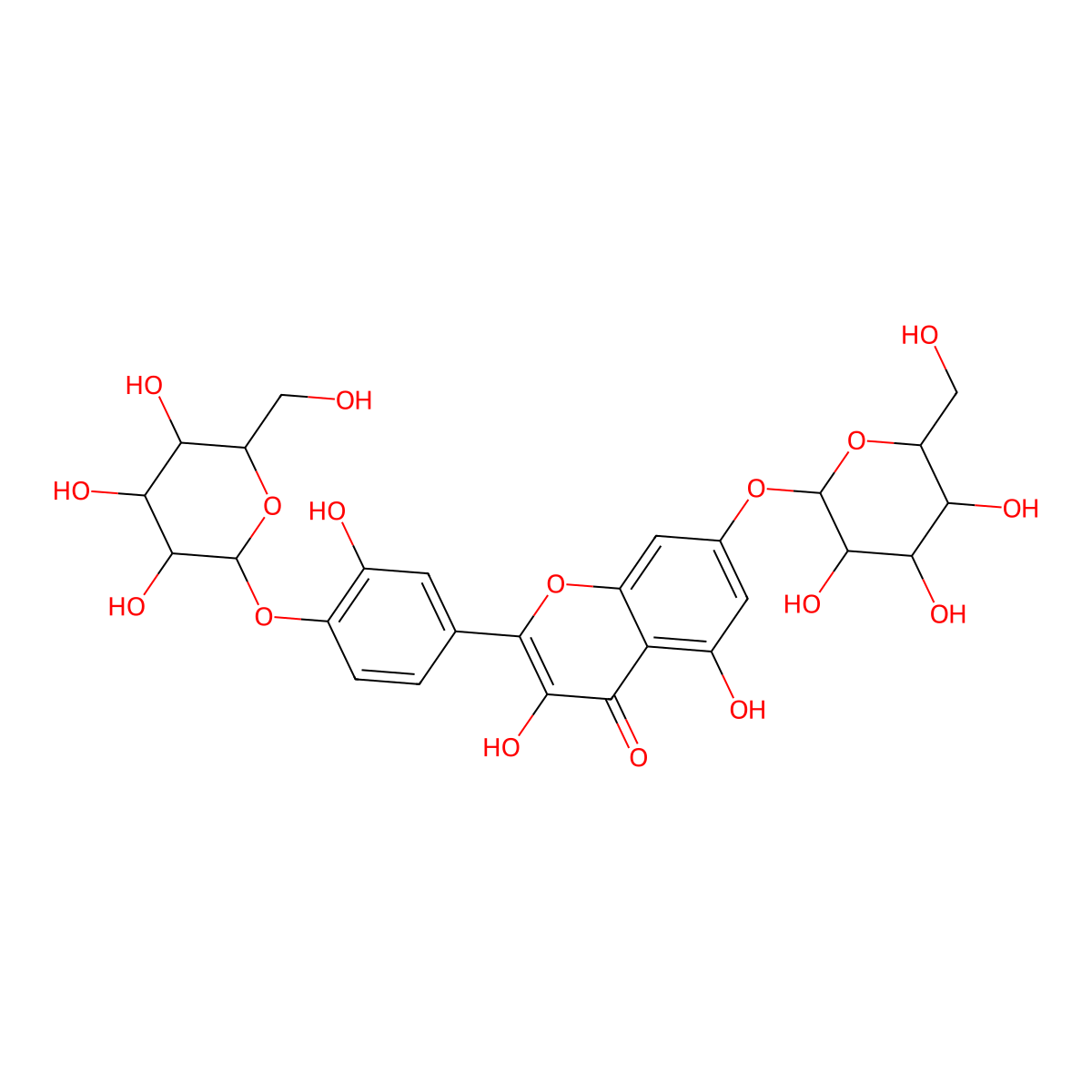 Quercetin 7,4'-diglucoside molecular structure, CAS 42900-82-3