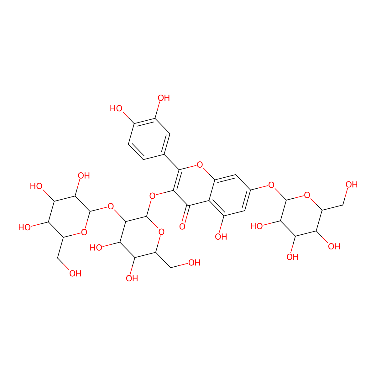 Quercetin 3-sophoroside-7-glucoside molecular structure, CAS 42903-93-5