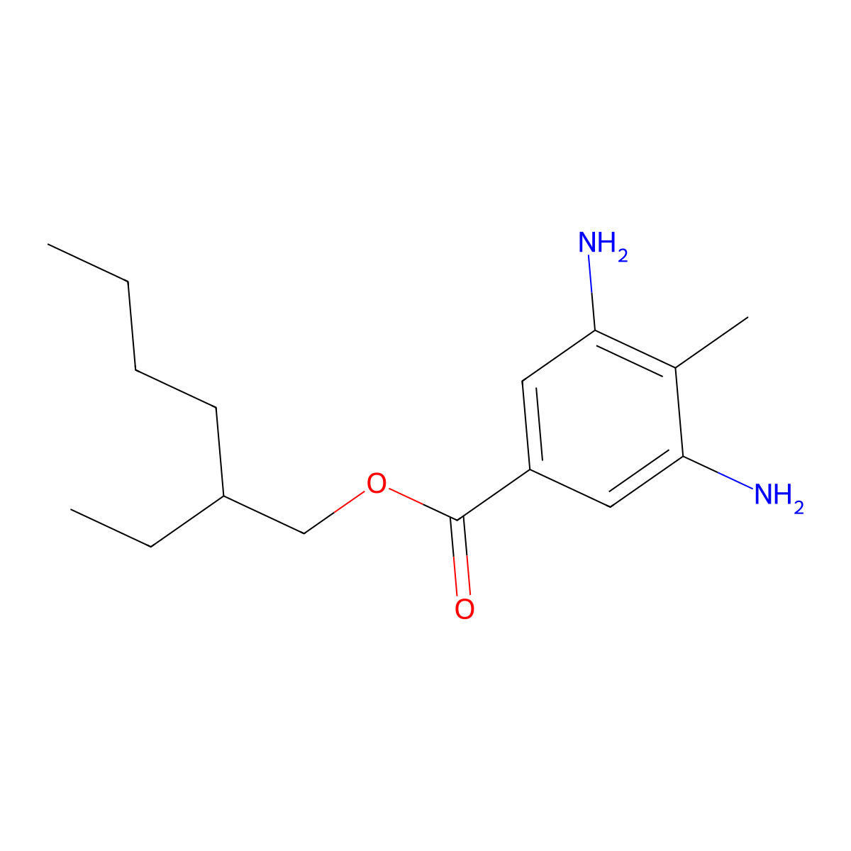 Benzoic acid, 3,5-diamino-4-methyl-, 2-ethylhexyl ester molecular structure, CAS 42908-15-6
