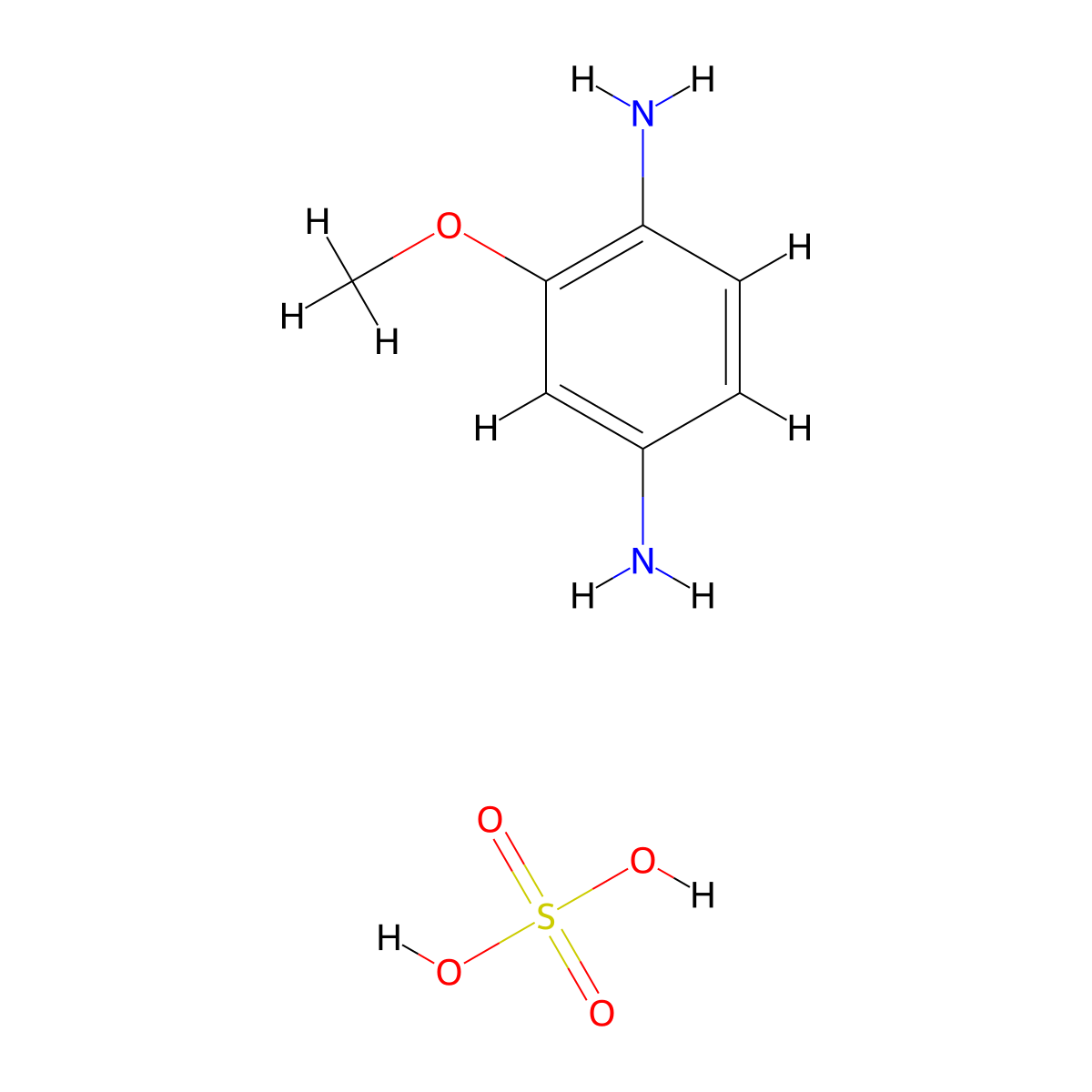 1,4-Benzenediamine, 2-methoxy-, sulfate molecular structure, CAS 42909-29-5