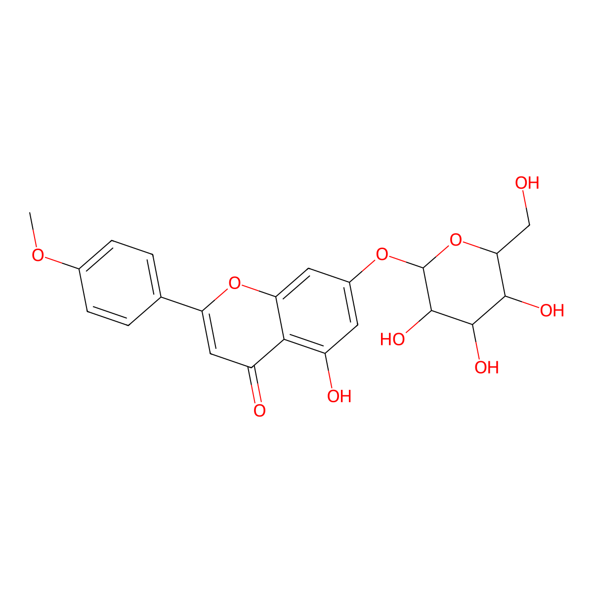 Tilianin molecular structure, CAS 4291-60-5