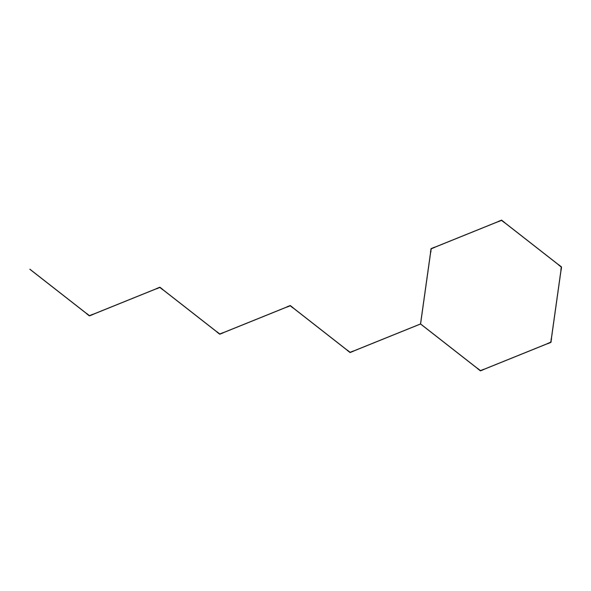 Hexylcyclohexane molecular structure, CAS 4292-75-5