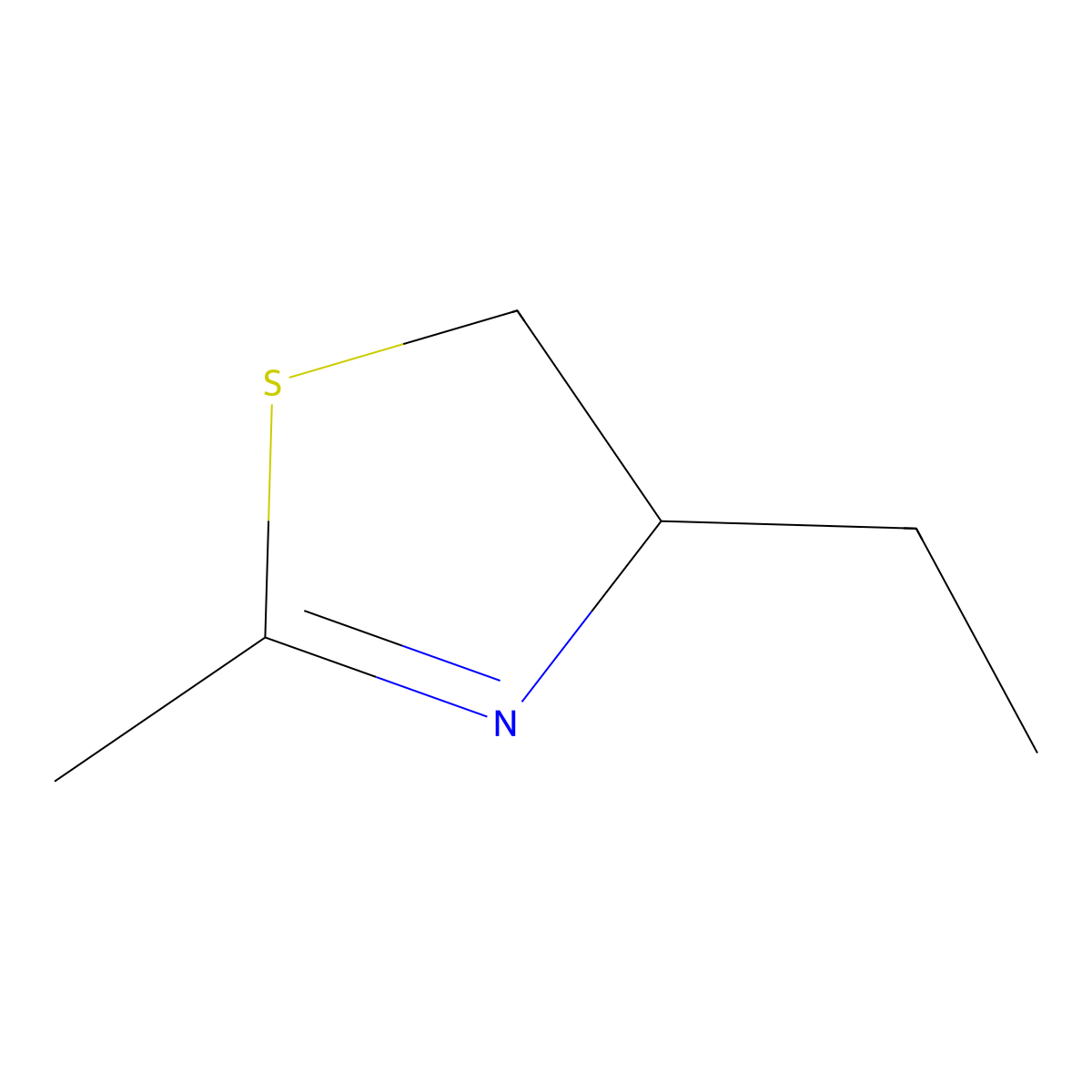 Thiazole, 4-ethyl-4,5-dihydro-2-methyl- molecular structure, CAS 4293-61-2