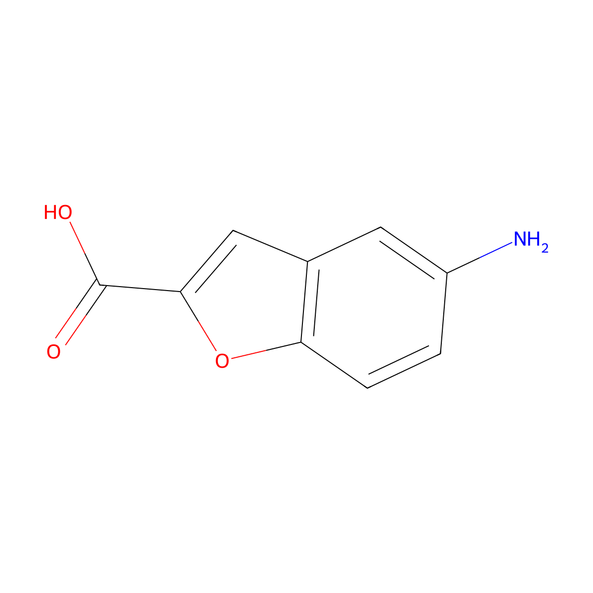 5-Amino-1-benzofuran-2-carboxylic acid molecular structure, CAS 42933-44-8