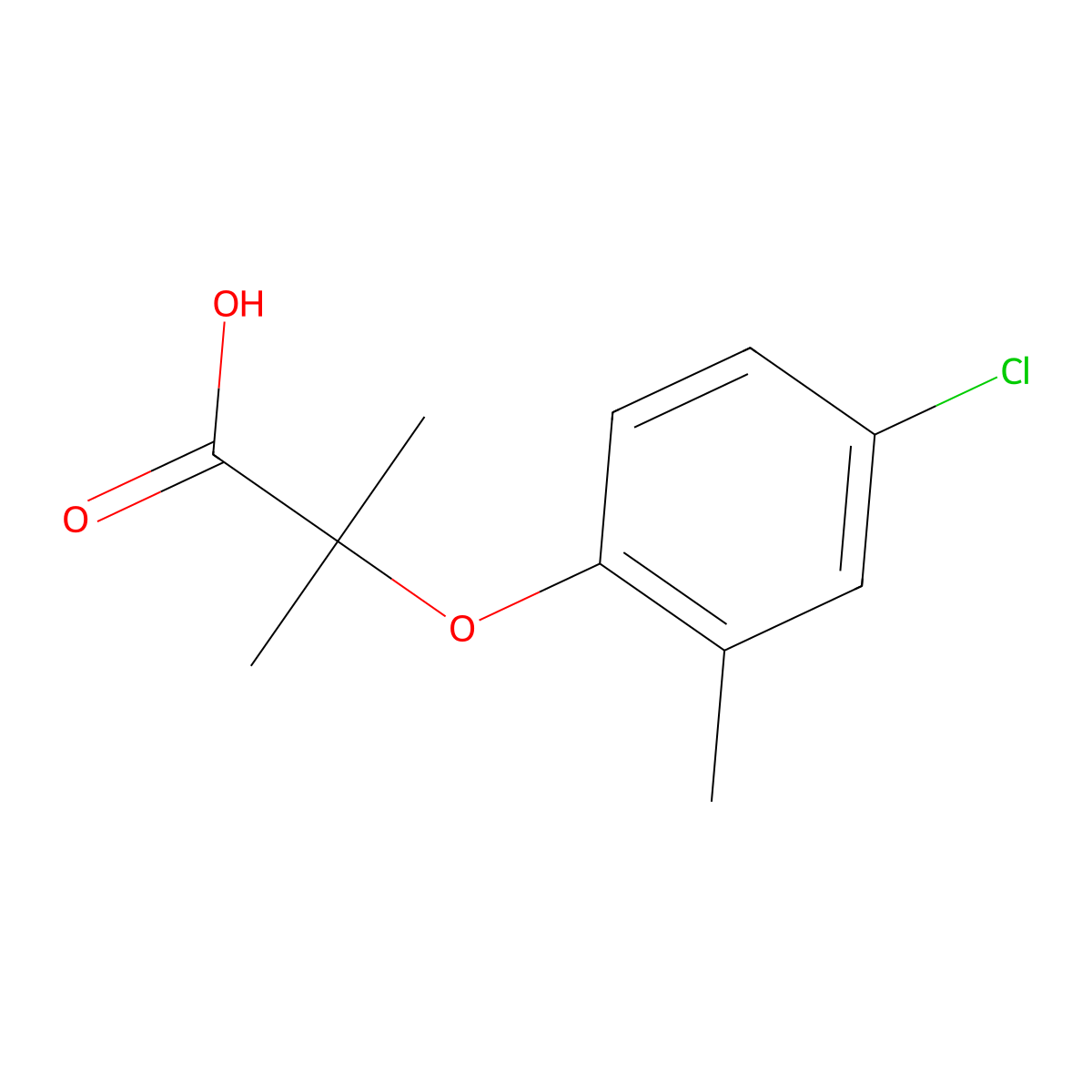 2-(4-Chloro-2-methylphenoxy)-2-methylpropanoic acid molecular structure, CAS 42936-88-9