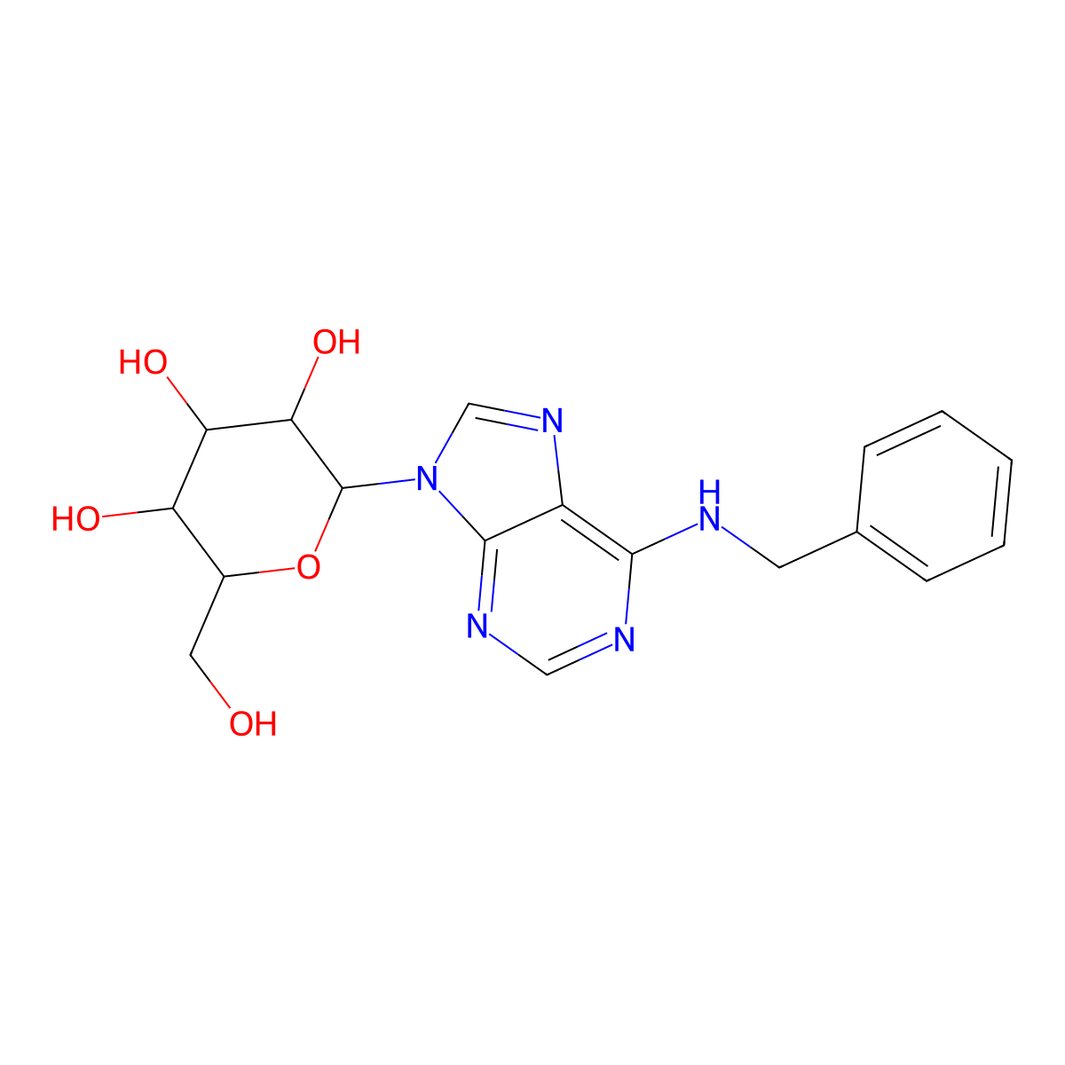 Benzyladenine 9-glucoside molecular structure, CAS 4294-17-1