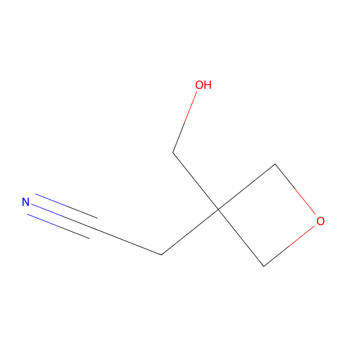 2-(3-(Hydroxymethyl)oxetan-3-yl)acetonitrile molecular structure, CAS 42941-62-8