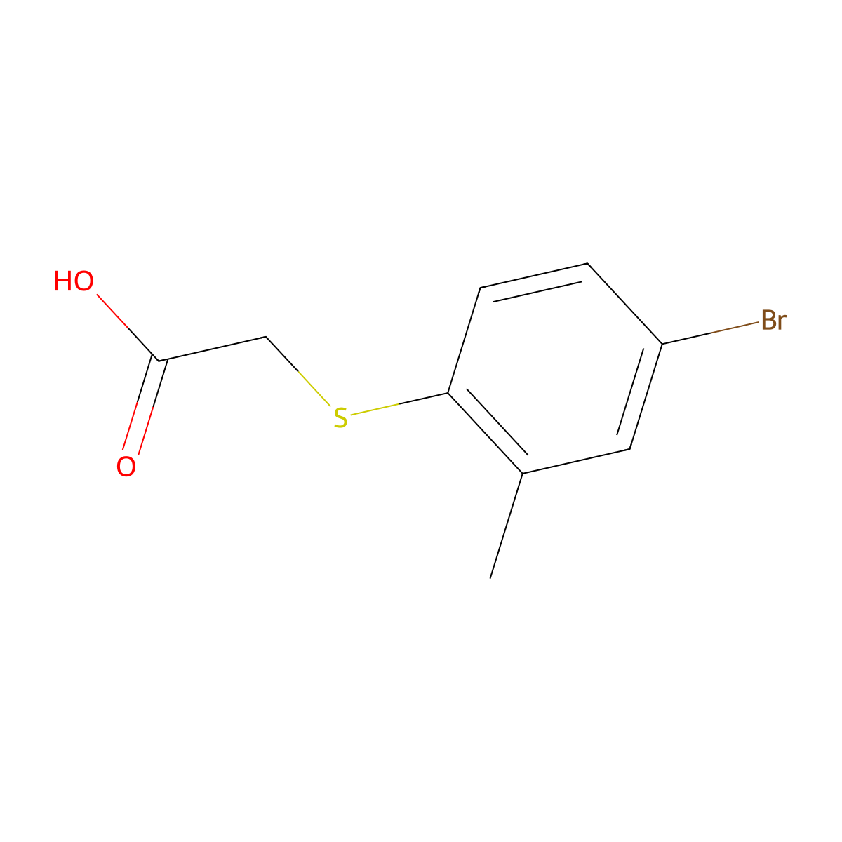 2-((4-Bromo-2-methylphenyl)sulfanyl)acetic acid molecular structure, CAS 42943-68-0