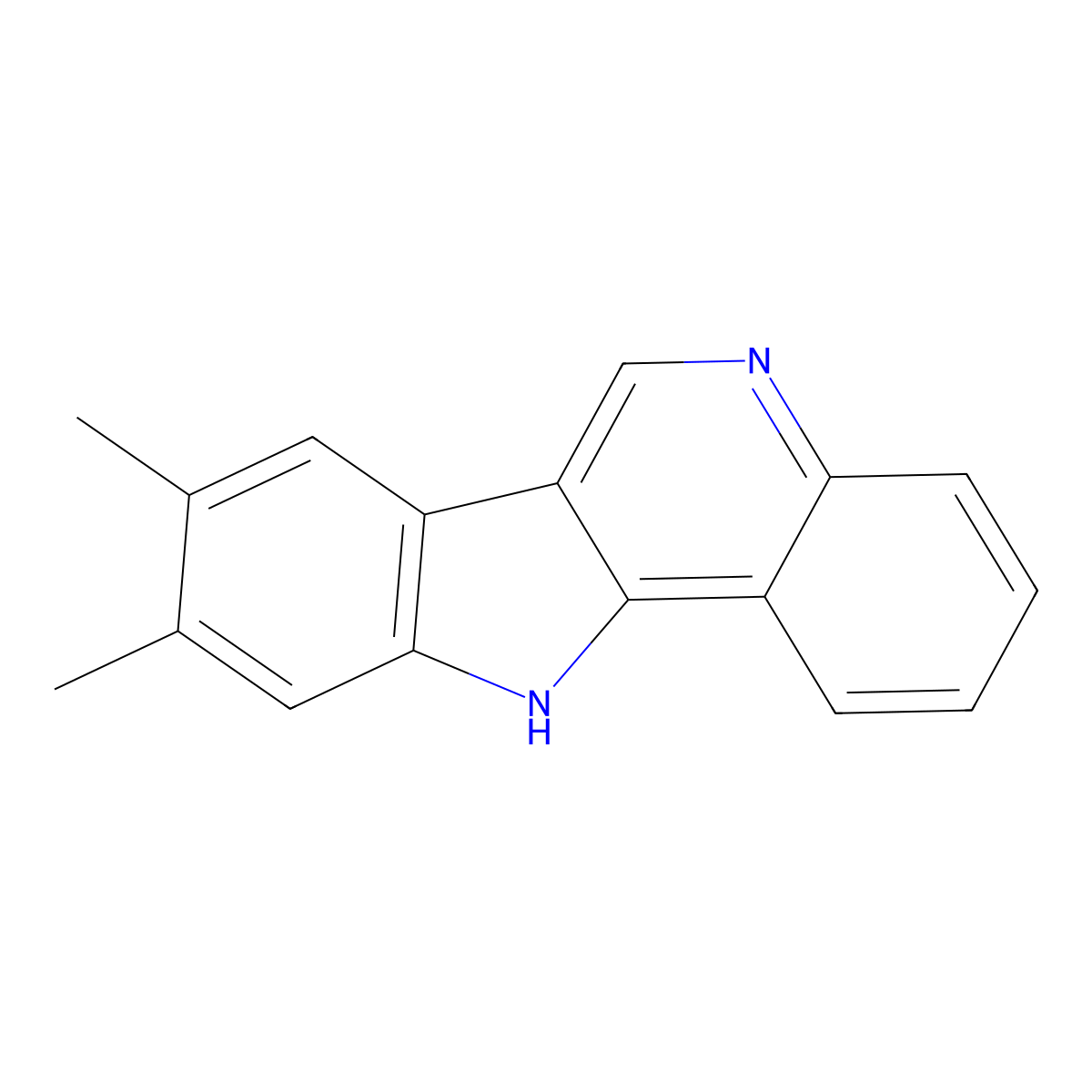 11H-Indolo(3,2-c)quinoline, 8,9-dimethyl- molecular structure, CAS 4295-33-4