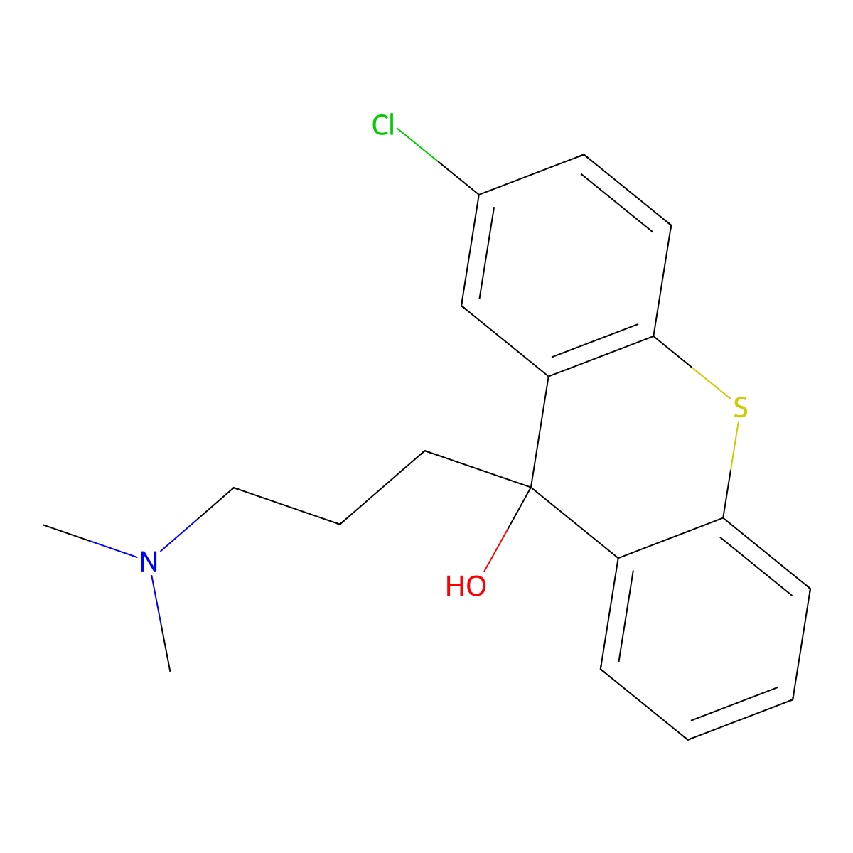 2-Chloro-9-(3-(dimethylamino)propyl)thioxanthen-9-ol molecular structure, CAS 4295-65-2