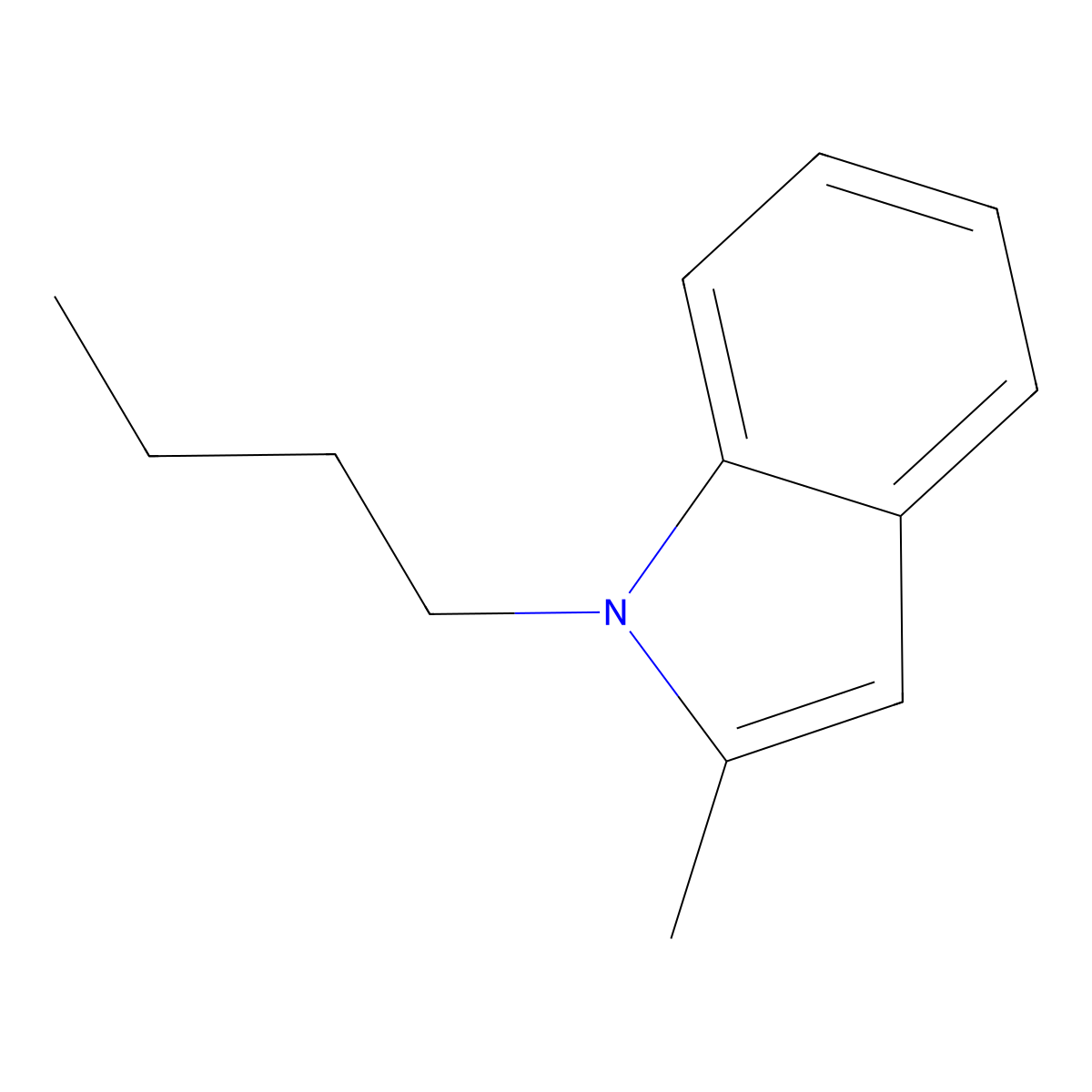1H-Indole, 1-butyl-2-methyl- molecular structure, CAS 42951-35-9